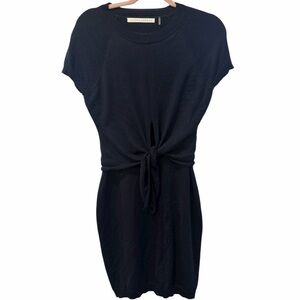 Susana‎ Monaco Navy Tie-Front Sweater Dress Merino Wool Blend Size M